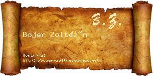 Bojer Zoltán névjegykártya